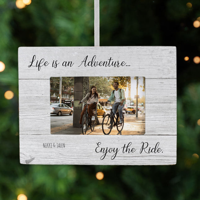 holiday personalized biking picture frame photo ornament – Christmas ornament, holiday tree decoration or gift
