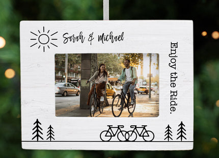 decorative personalized biking enjoy the ride picture frame photo ornament – Christmas ornament, holiday tree decoration or g