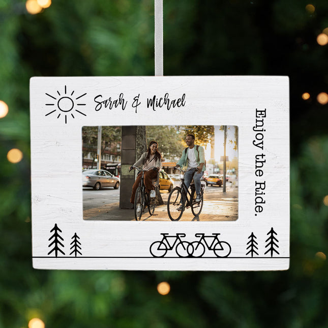decorative personalized biking enjoy the ride picture frame photo ornament – Christmas ornament, holiday tree decoration or g