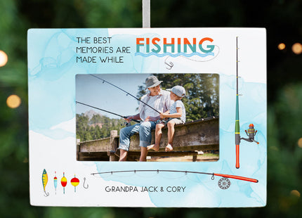 personalized personalized fishing picture frame photo ornament – Christmas ornament, holiday tree decoration or gift