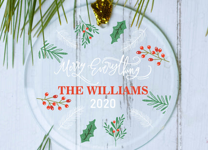 holiday personalized merry everything christmas ornament – Christmas ornament, holiday tree decoration or gift