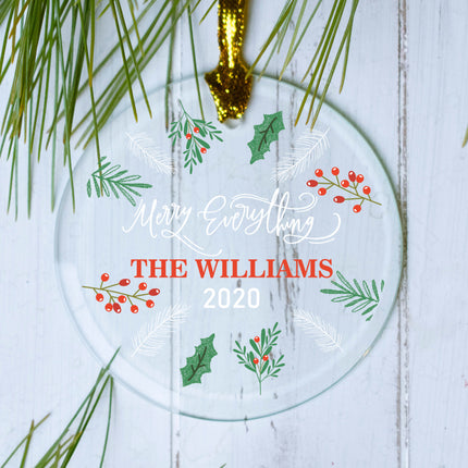 holiday personalized merry everything christmas ornament – Christmas ornament, holiday tree decoration or gift