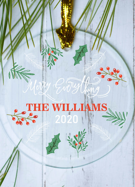 Personalized Merry Everything Christmas Ornament by ORNAMENT SHOP EXCLUSIVE Personalized Glass Ornament