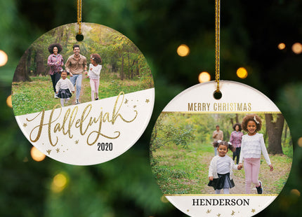 engraved personalized hallelujah christmas photo christmas ornament – Christmas ornament, holiday tree decoration or gift