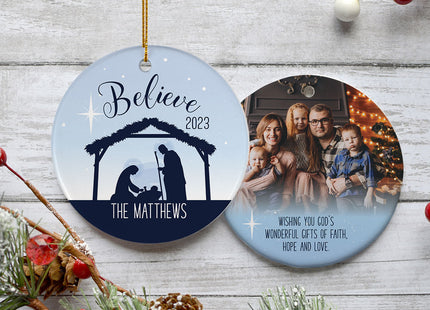 holiday personalized believe christmas ornament – Christmas ornament, holiday tree decoration or gift