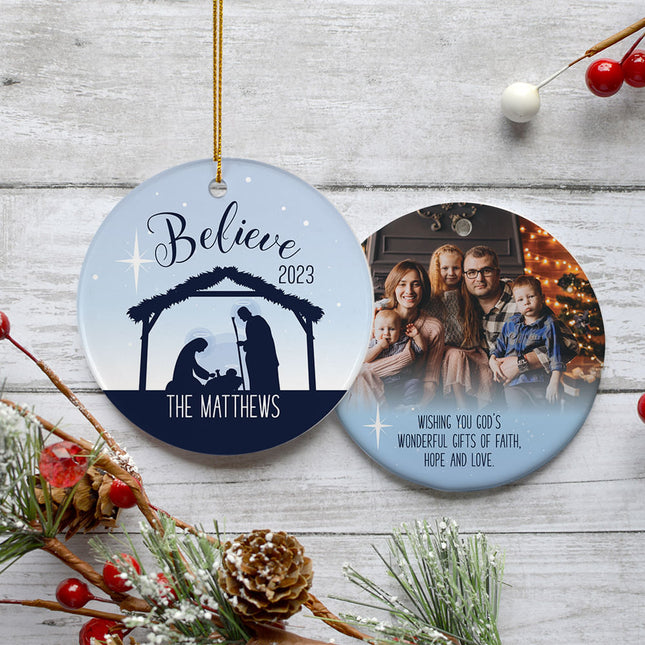 holiday personalized believe christmas ornament – Christmas ornament, holiday tree decoration or gift