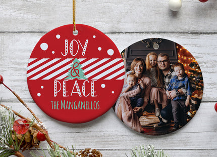 decorative personalized joy & peace christmas ornament – Christmas ornament, holiday tree decoration or gift
