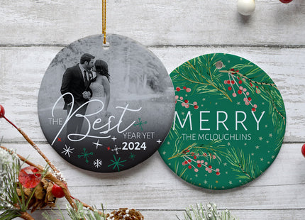 keepsake personalized best year yet christmas ornament – Christmas ornament, holiday tree decoration or gift