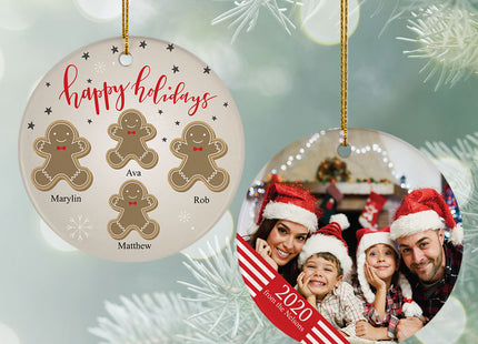 decorative personalized gingerbread family of 4 photo christmas ornament – Christmas ornament, holiday tree decoration or gif