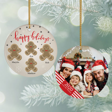 decorative personalized gingerbread family of 4 photo christmas ornament – Christmas ornament, holiday tree decoration or gif