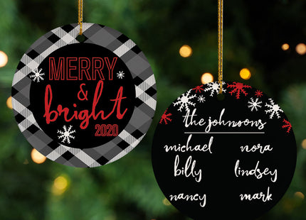 keepsake personalized family of 6 merry and bright chrstimas ornament – Christmas ornament, holiday tree decoration or gift