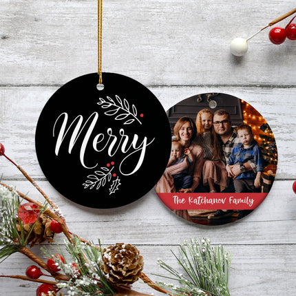 holiday personalized merry photo christmas ornament – Christmas ornament, holiday tree decoration or gift