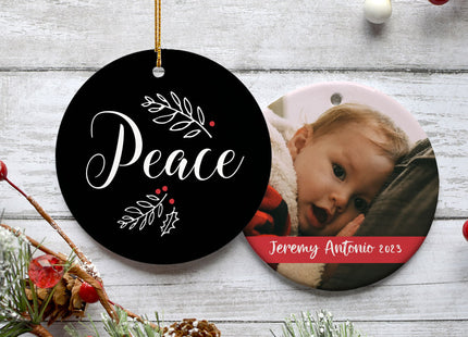 decorative personalized peace photo christmas ornament – Christmas ornament, holiday tree decoration or gift