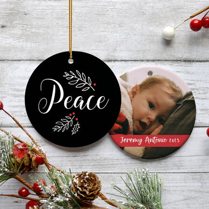 decorative personalized peace photo christmas ornament – Christmas ornament, holiday tree decoration or gift