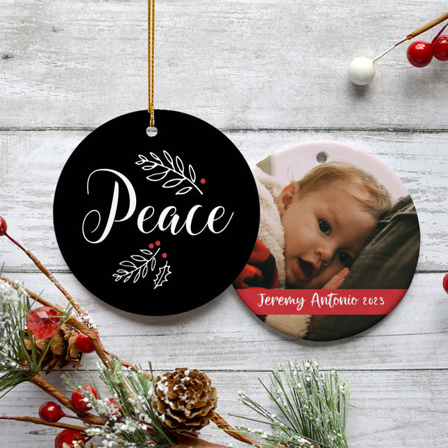 decorative personalized peace photo christmas ornament – Christmas ornament, holiday tree decoration or gift