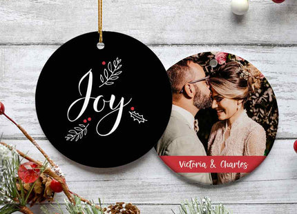 personalized personalized joy photo christmas ornament – Christmas ornament, holiday tree decoration or gift