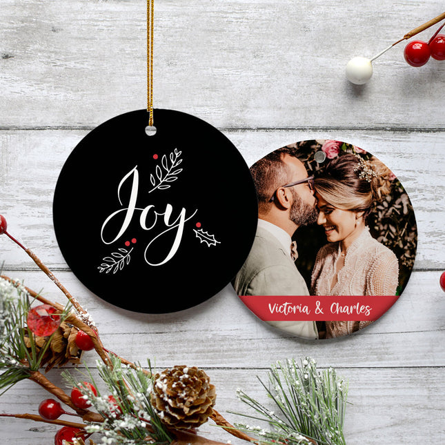 personalized personalized joy photo christmas ornament – Christmas ornament, holiday tree decoration or gift