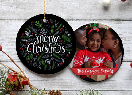 custom personalized merry christmas photo christmas ornament – Christmas ornament, holiday tree decoration or gift