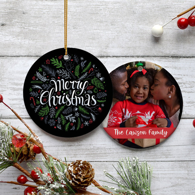 custom personalized merry christmas photo christmas ornament – Christmas ornament, holiday tree decoration or gift