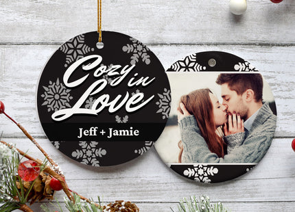 engraved personalized cozy in love photo christmas ornament – Christmas ornament, holiday tree decoration or gift