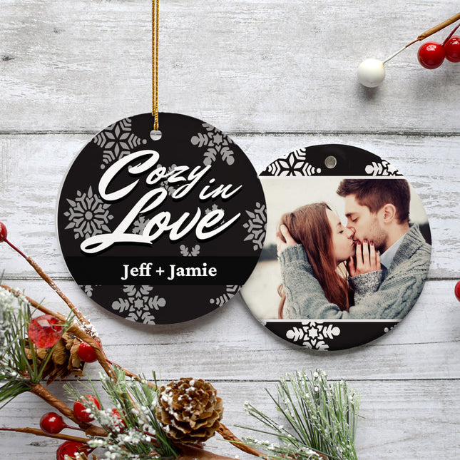 engraved personalized cozy in love photo christmas ornament – Christmas ornament, holiday tree decoration or gift