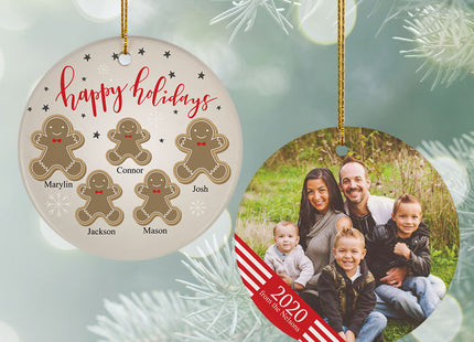 keepsake personalized gingerbread family of 5 photo christmas ornament – Christmas ornament, holiday tree decoration or gift