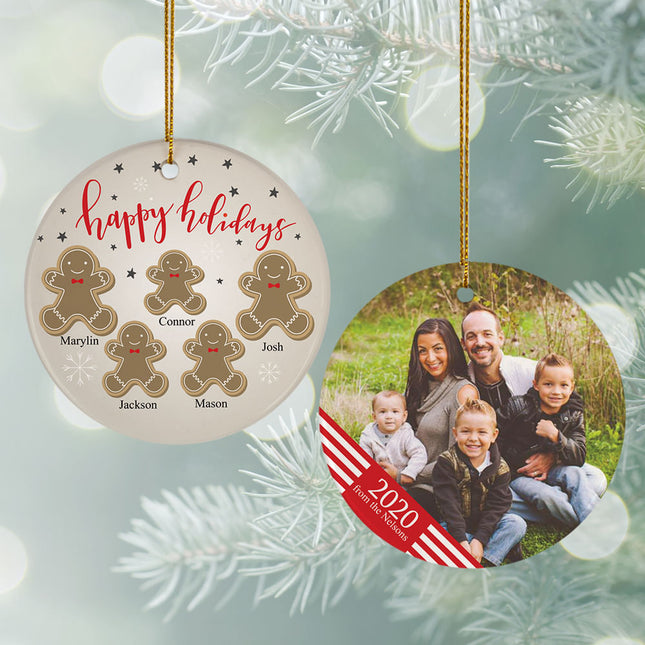 keepsake personalized gingerbread family of 5 photo christmas ornament – Christmas ornament, holiday tree decoration or gift