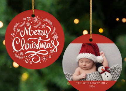 keepsake personalized merry christmas family photo christmas ornament – Christmas ornament, holiday tree decoration or gift