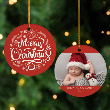 keepsake personalized merry christmas family photo christmas ornament – Christmas ornament, holiday tree decoration or gift