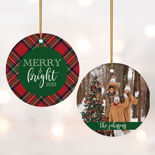 personalized personalized merry & bright family christmas ornament – Christmas ornament, holiday tree decoration or gift