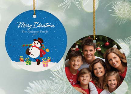 holiday personalized snowman christmas ornament – Christmas ornament, holiday tree decoration or gift