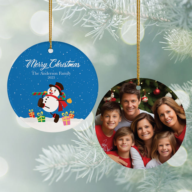 holiday personalized snowman christmas ornament – Christmas ornament, holiday tree decoration or gift