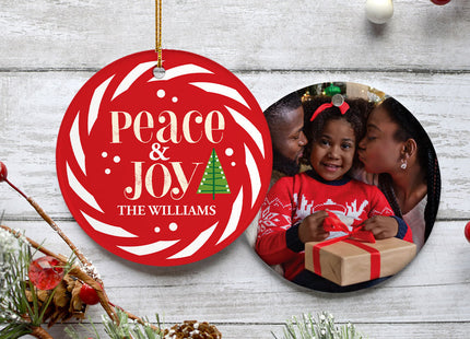 personalized personalized peace & joy christmas ornament – Christmas ornament, holiday tree decoration or gift