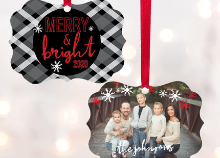 keepsake personalized merry & bright christmas ornament – Christmas ornament, holiday tree decoration or gift