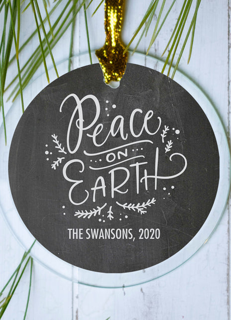 Personalized Peace on Earth Christmas Ornament by ORNAMENT SHOP EXCLUSIVE Personalized Glass Ornament