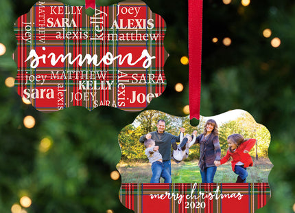 keepsake personalized plaid word cloud photo christmas ornament – Christmas ornament, holiday tree decoration or gift