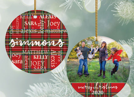 personalized personalized plaid word cloud photo christmas ornament – Christmas ornament, holiday tree decoration or gift