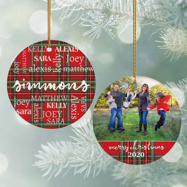 personalized personalized plaid word cloud photo christmas ornament – Christmas ornament, holiday tree decoration or gift