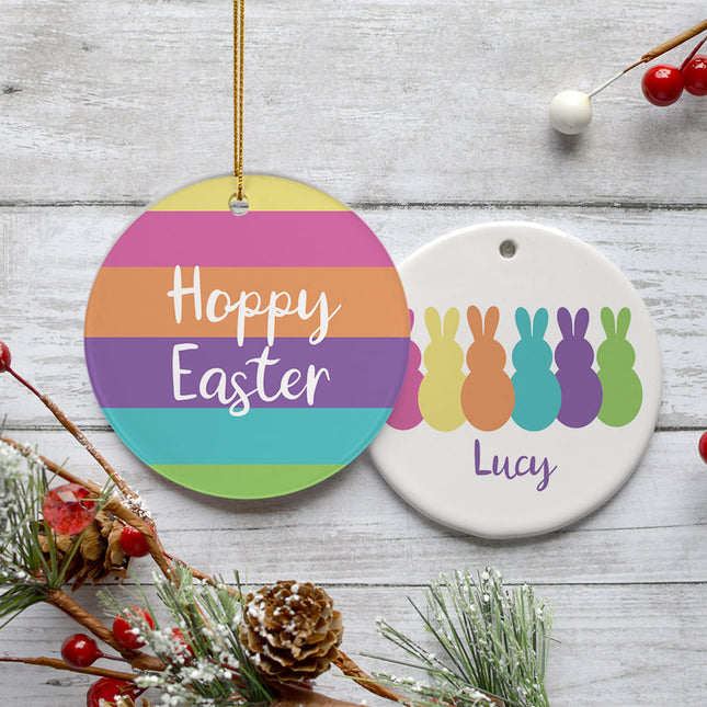 keepsake personalized colorful bunnies easter christmas ornament – Christmas ornament, holiday tree decoration or gift