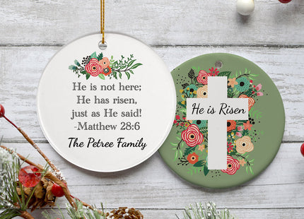 keepsake personalized he is risen cross easter christmas ornament – Christmas ornament, holiday tree decoration or gift