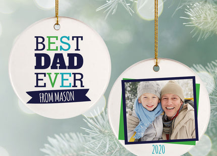 engraved personalized best dad ever christmas ornament – Christmas ornament, holiday tree decoration or gift