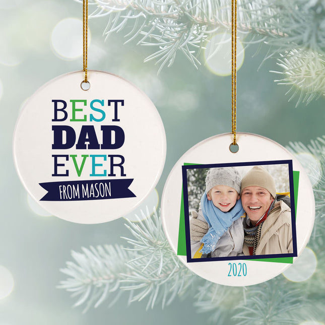 engraved personalized best dad ever christmas ornament – Christmas ornament, holiday tree decoration or gift