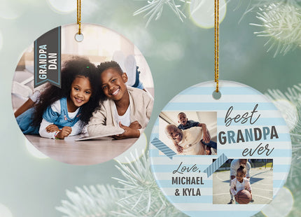 holiday personalized best grandpa ever photo christmas ornament – Christmas ornament, holiday tree decoration or gift