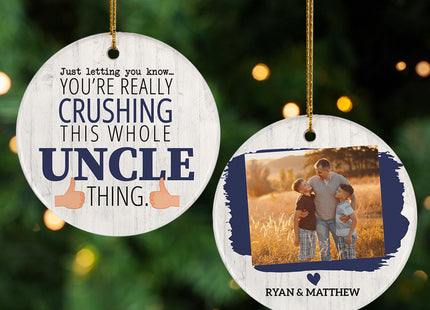 decorative personalized crushing it uncle photo christmas ornament – Christmas ornament, holiday tree decoration or gift