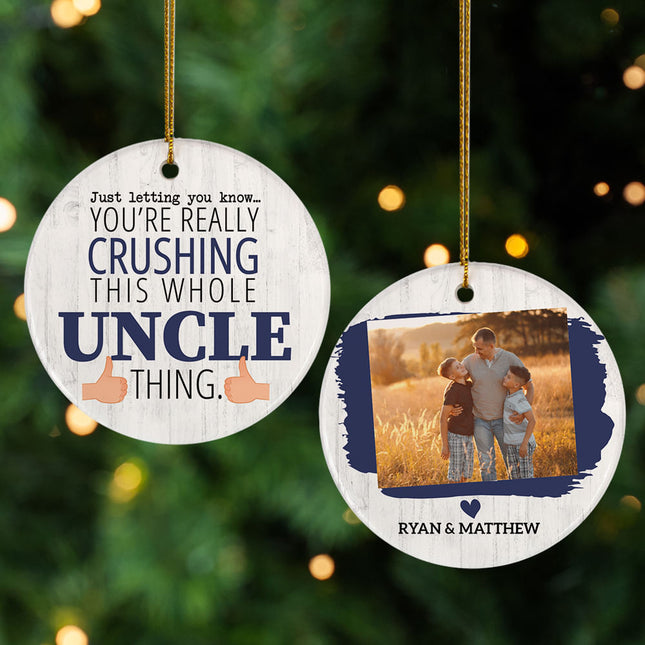 decorative personalized crushing it uncle photo christmas ornament – Christmas ornament, holiday tree decoration or gift