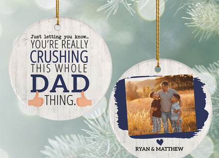 holiday personalized crushing it dad photo christmas ornament – Christmas ornament, holiday tree decoration or gift