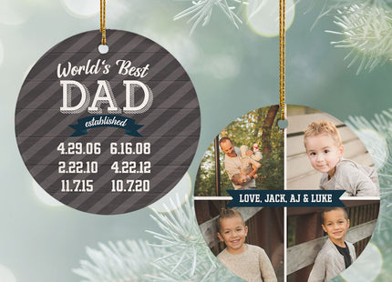 decorative personalized world's best grandad photo christmas ornament – Christmas ornament, holiday tree decoration or gift