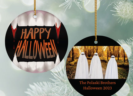 custom personalized happy halloween christmas ornament – Christmas ornament, holiday tree decoration or gift