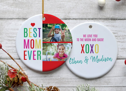 custom personalized best mom ever christmas ornament – Christmas ornament, holiday tree decoration or gift