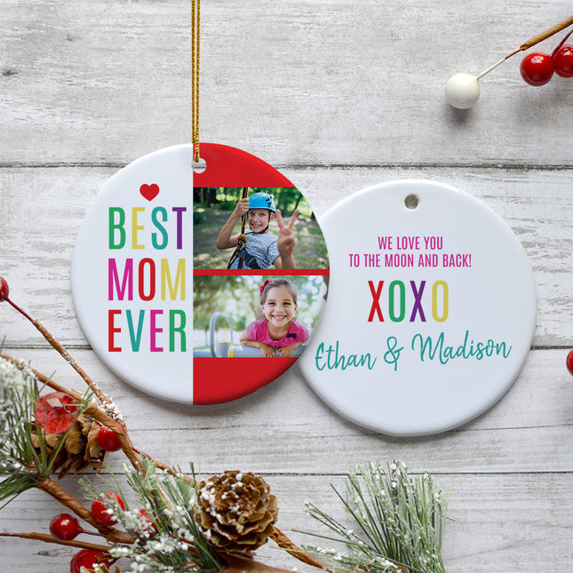 custom personalized best mom ever christmas ornament – Christmas ornament, holiday tree decoration or gift